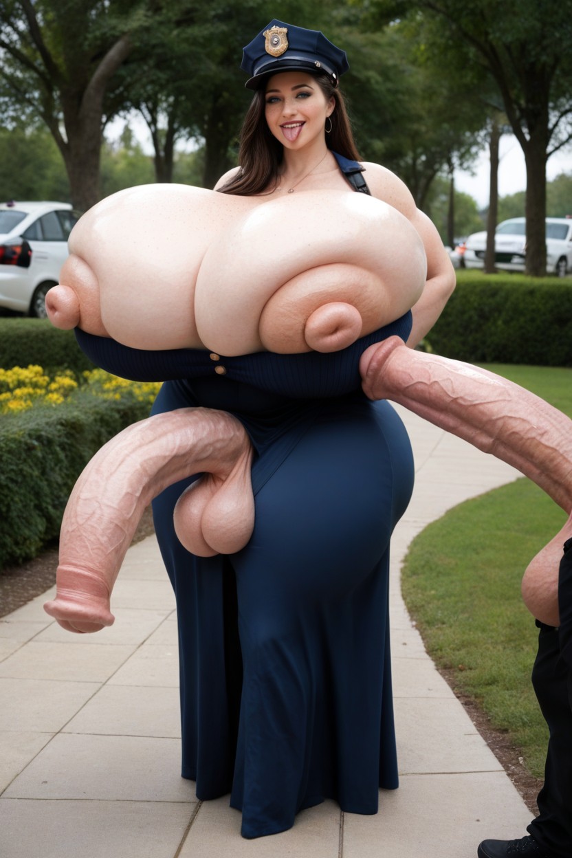 Tongue Out, Two Penises, 1 Person Shemale AI Porn