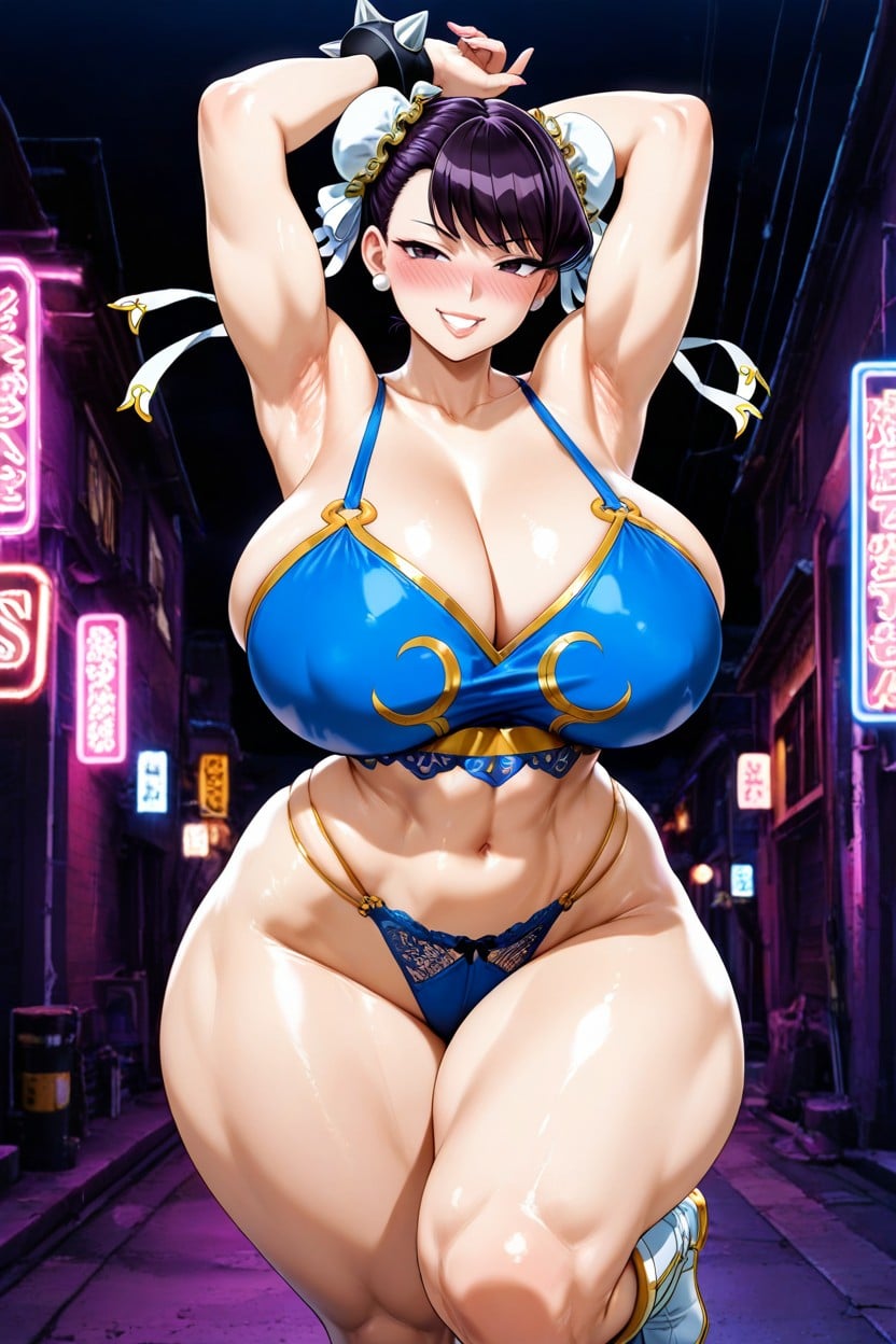 Hands Behind Her Head, Massive Thickness, Thick Lips Hentai AI Porn