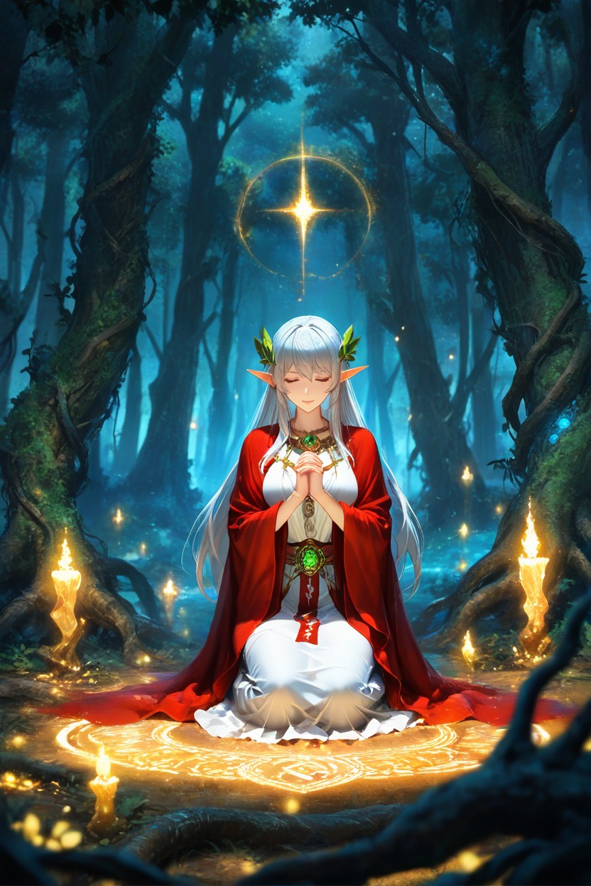 Serene And Mystical Mood, Ethereal Atmosphere, Its Bark Carved With Glowing Golden Runes AI Porn
