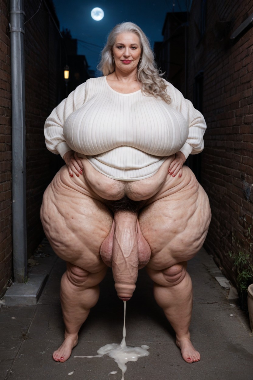 Futanari, White Hair, Fully Clothed AI Porn