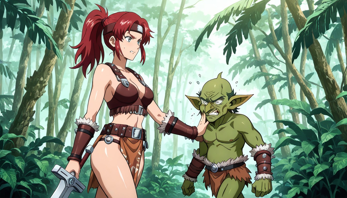 Ponytail, Shocked, Only One Goblin Hentai AI Porn