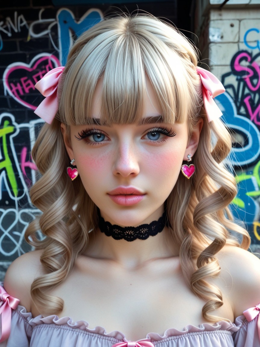 Full-face Blush, Long Hair, Blue Eyes AI Porn
