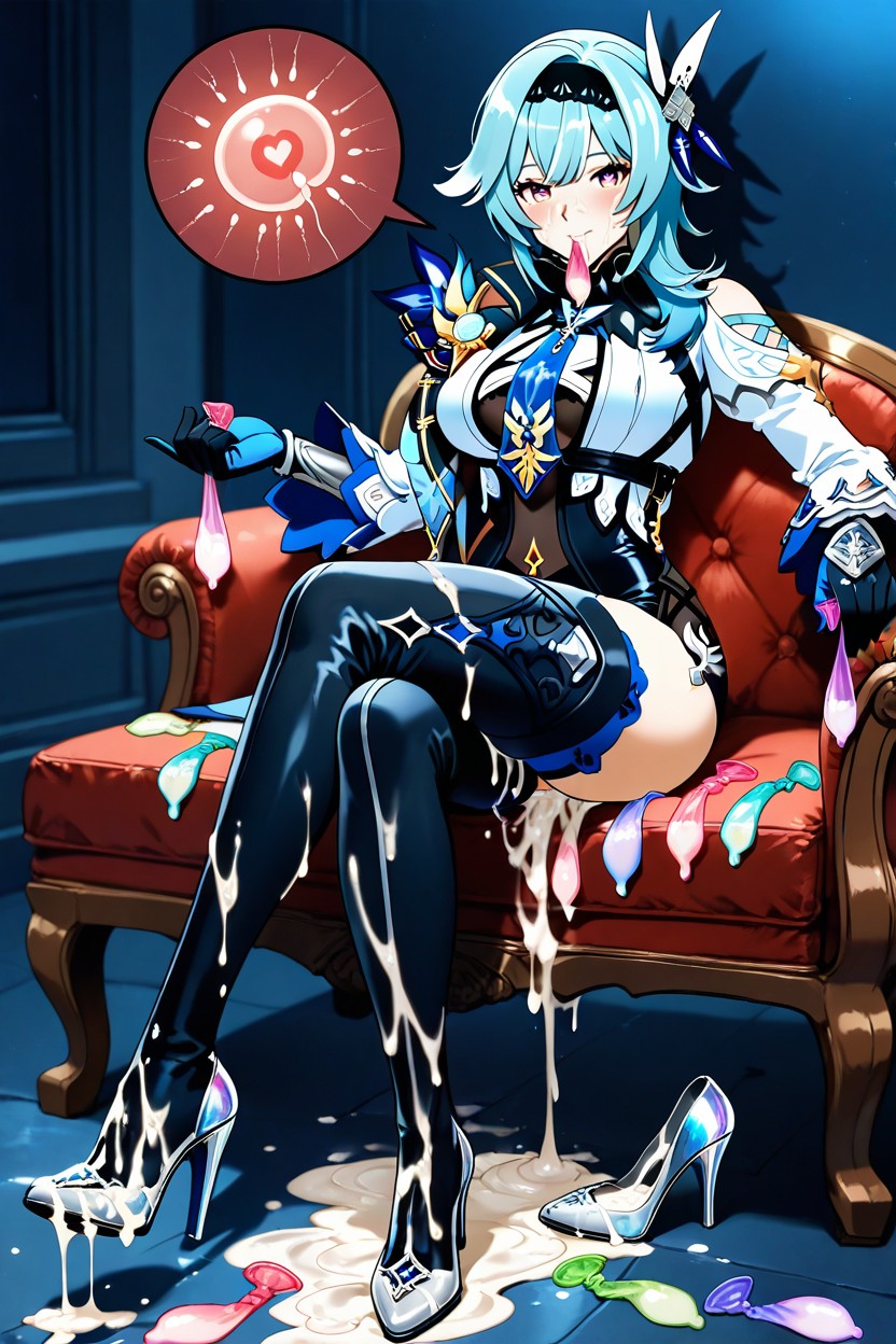 Clothes Covered On Semen, Sperm Covered Feet, Holding Many Used Condom In Mouth Hentai AI Porn