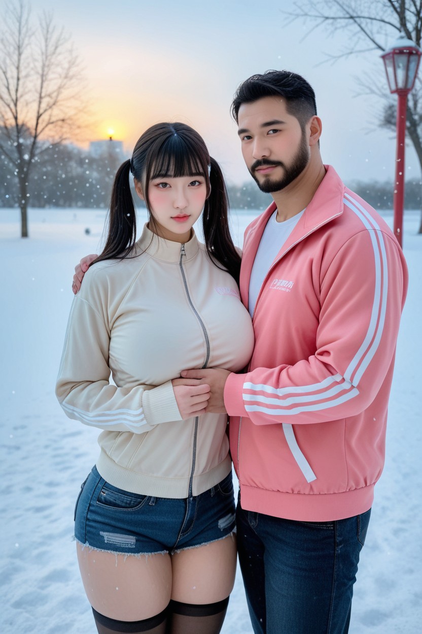 Jean Shorts, Muscle Man, Massive Eyes Asian AI Porn