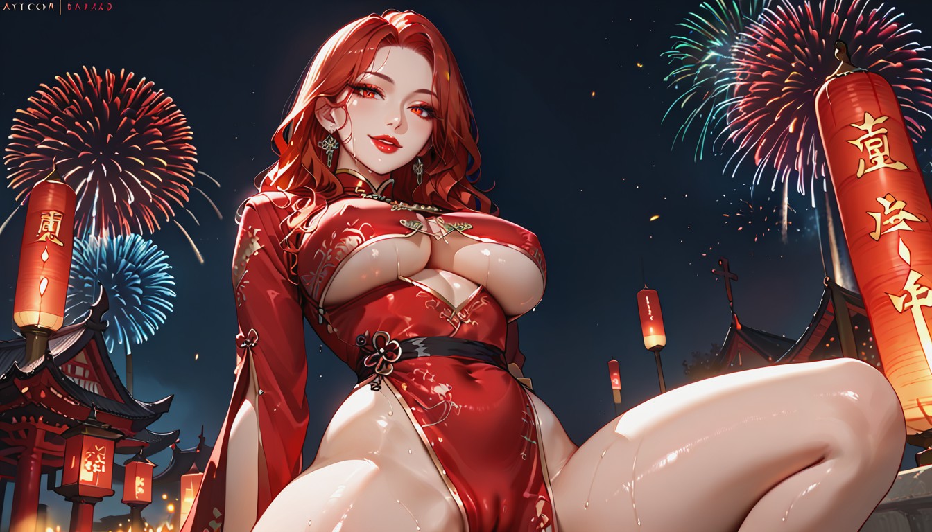 High Slits, Long Wavy Hair, Hips Wide Hentai AI Porn