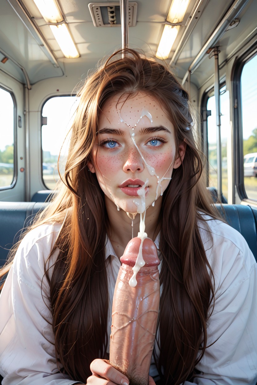 Extremely Long Hair, Close Up, She Is Holding Her Face Against The Penis Gently And Tenderly AI Porn