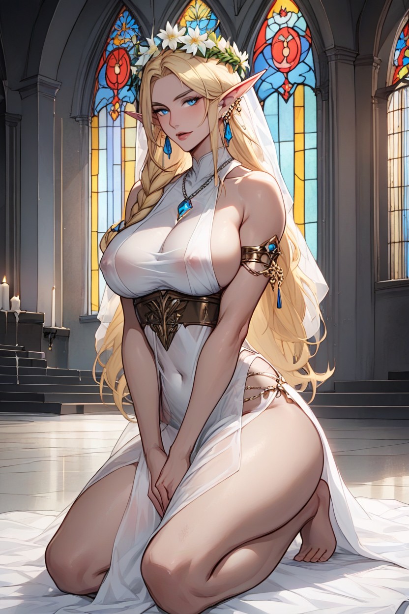 Blonde Hair, Braided, Flower Crown Hentai AI Porn