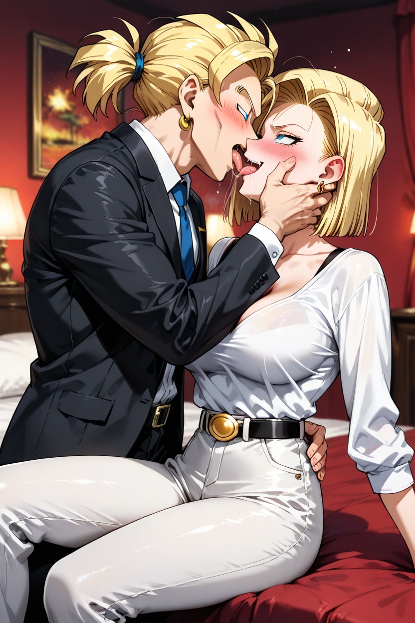 Standing, Saliva, Gold Jewelry Hentai AI Porn