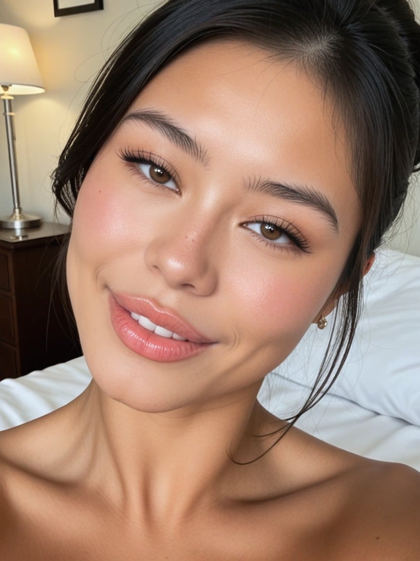 Asian, Beautiful, Sticky Pink Lip Gloss AI Porn
