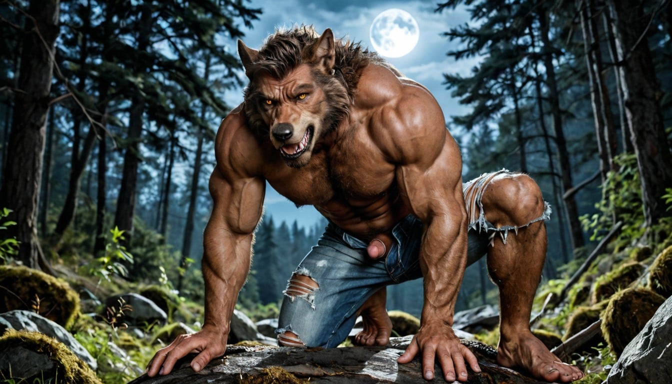 Werewolf Has Hairy Muscular Legs, Small, Fit AI Gay Porn