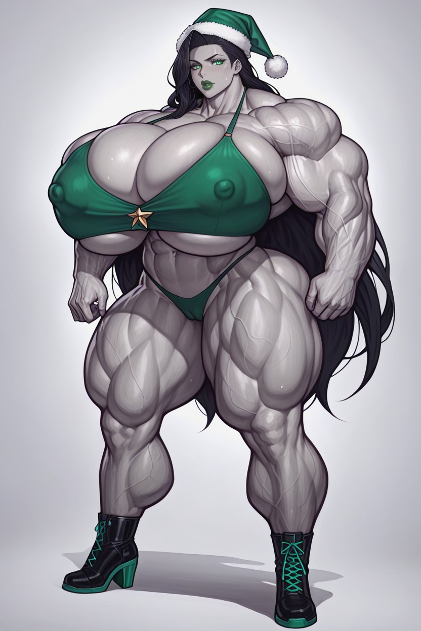 Abs, Very Muscular, Green High Heels Hentai AI Porn