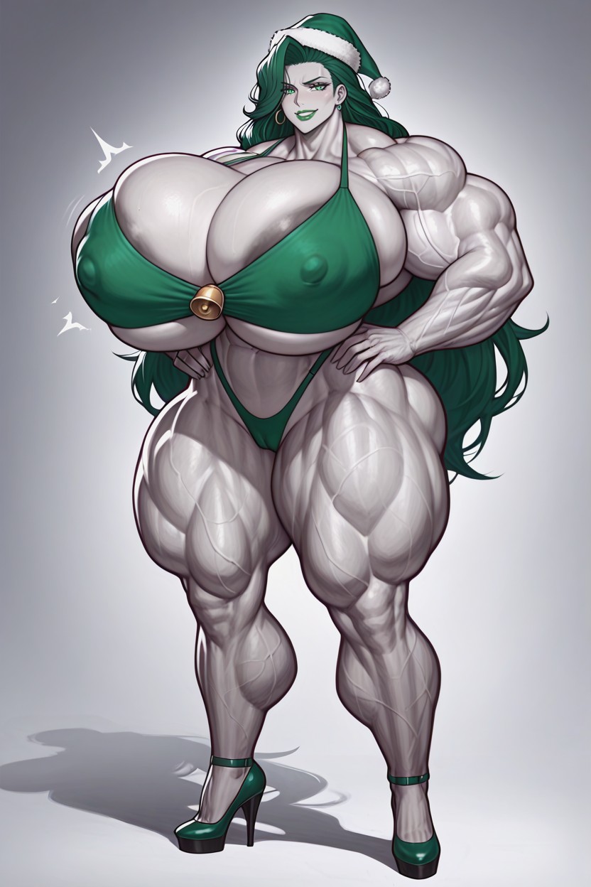 Hyper Gigantic Muscles, Hulking Grey Skin She-hulk, De Pie Hentai IA