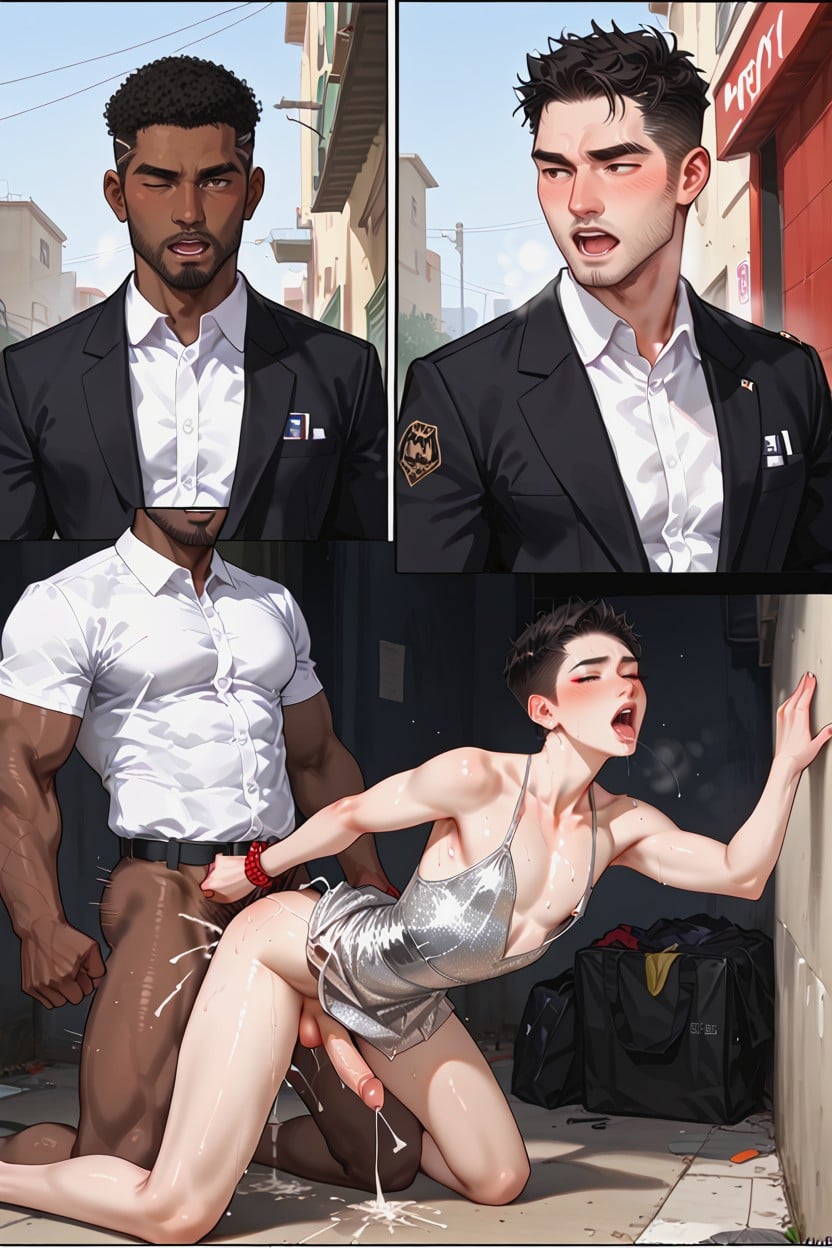 Intense Interracial Gay Anal Sex, Very Short Hair, Black Man Is In Control AI Gay Porn
