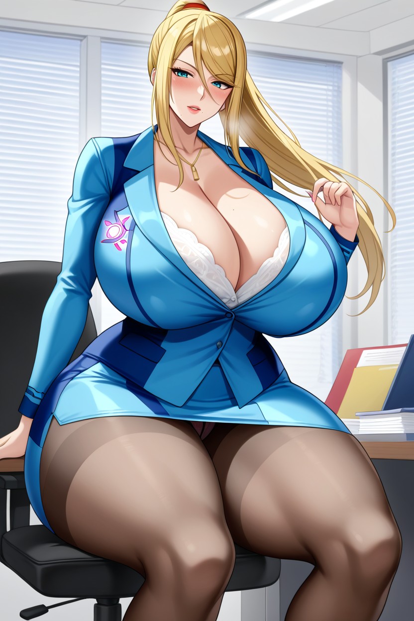Blonde, Samus Aran, Milf Body AI Porn