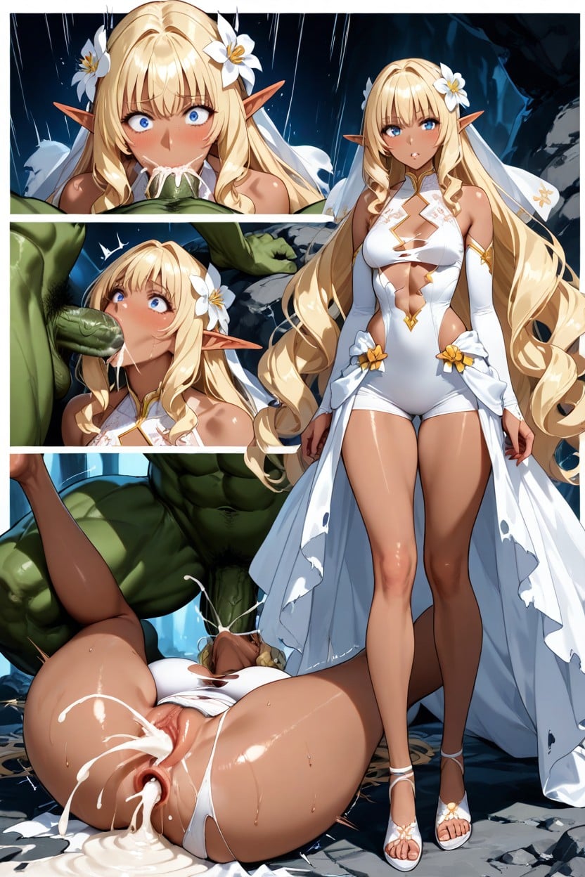 Hyper Long Elegant Legs, Spread Legs, Irregular Black Borders Views Hentai AI Porn