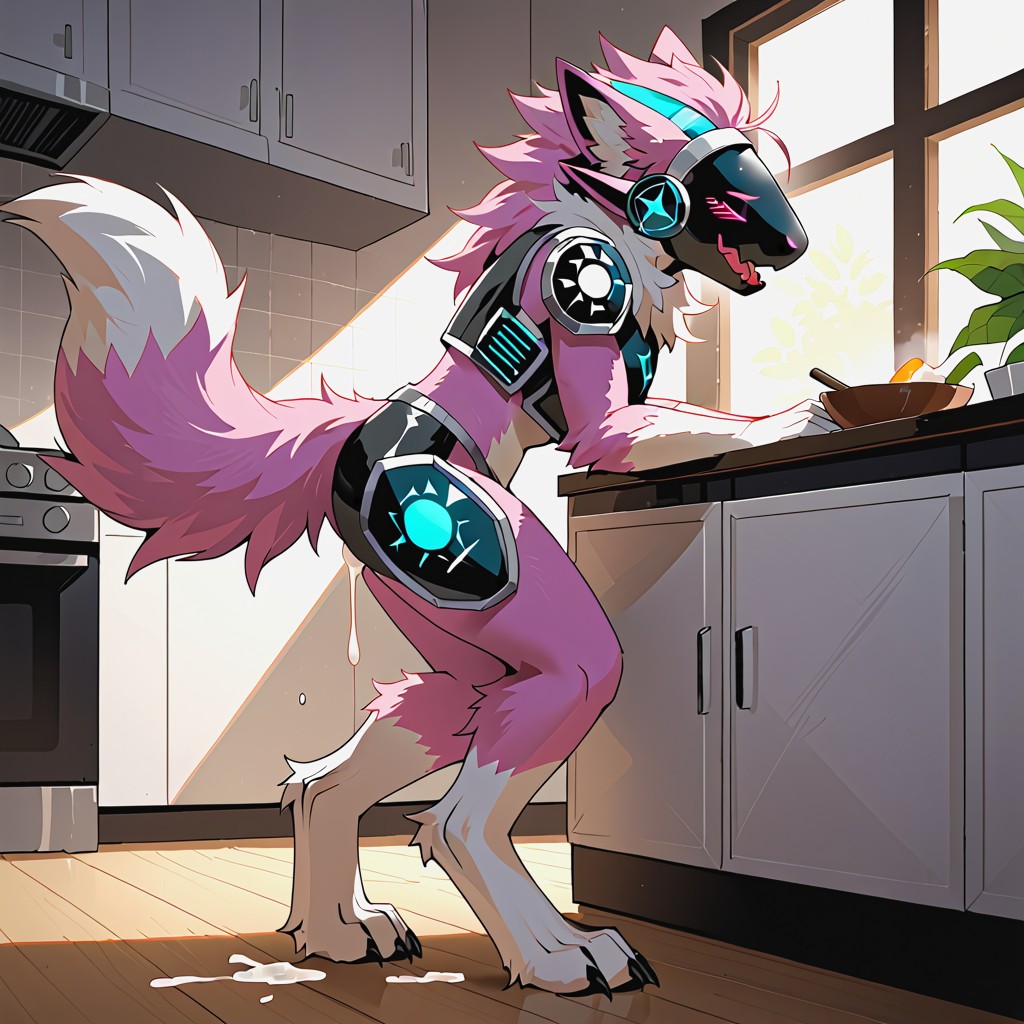 Creampie, Standing, The Is Hugging Her From Behind Furry AI Porn