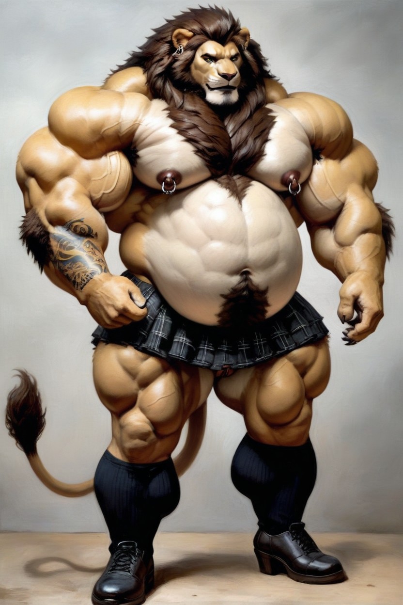 Massively Swollen Muscles, Hyper Muscular, Vascular Hulking Manly Furry AI Porn