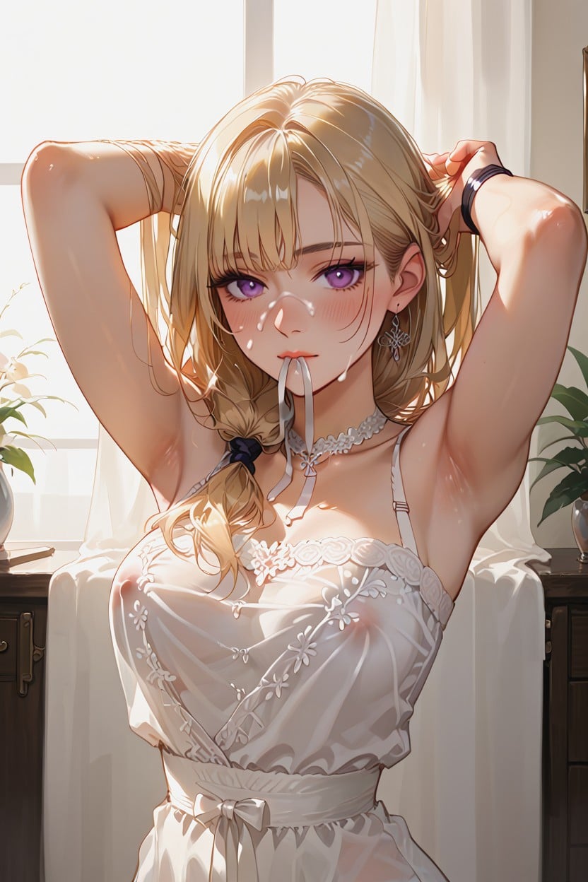 Perfect Eyes, Front View, Holding Hair With Hands Hentai KI Porno