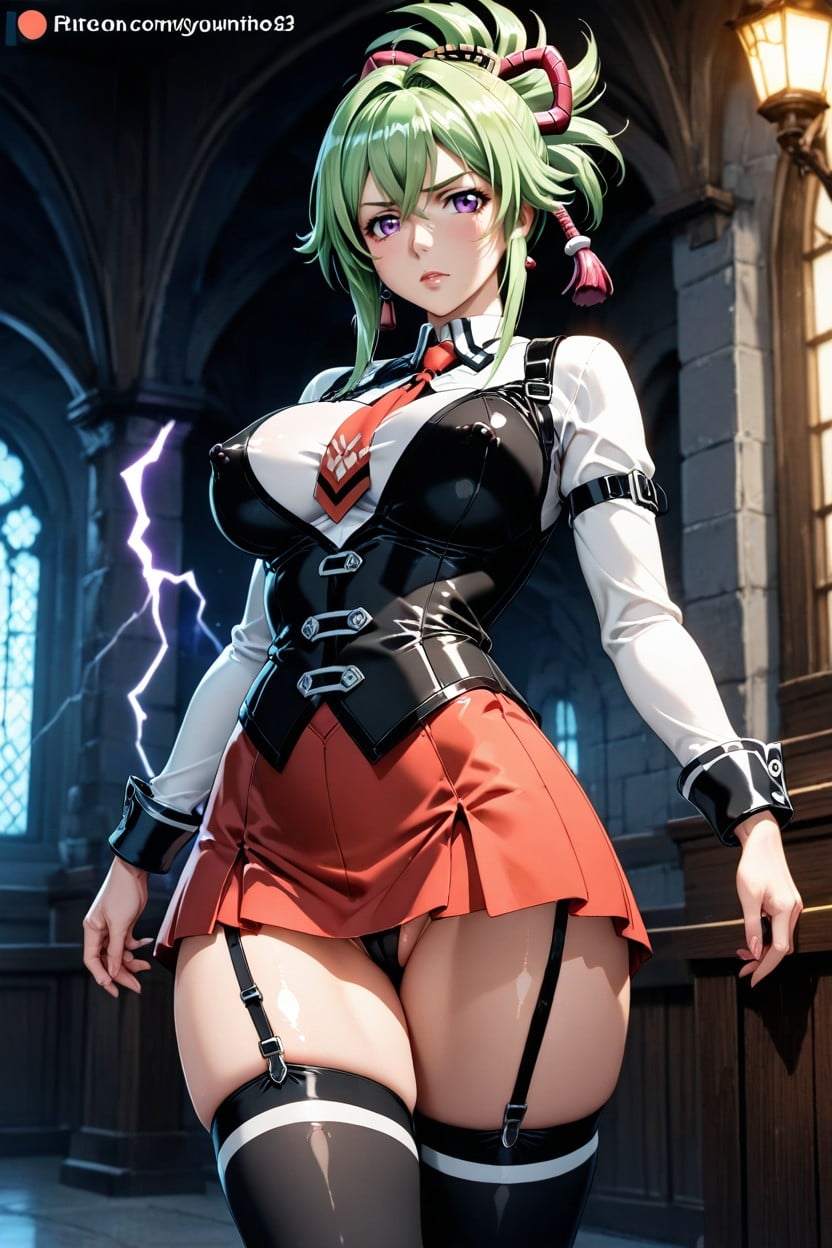 Electro Mitsudomoe On Her Back, Athletic Body, Multiple Viewpoints Hentai AI Porn