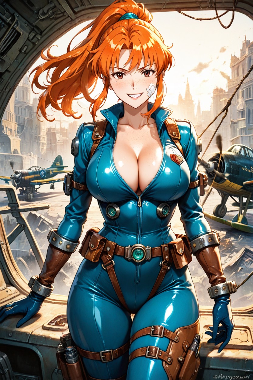 Vivid Colors, Grinning, Cleavage AI Porn