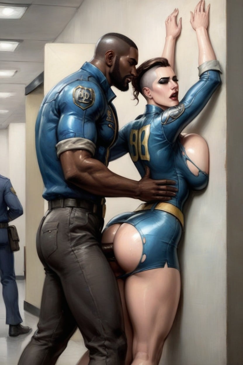 Huge Breasts, Inside Of A High Tech Secret Hallway, Standing AI Porn