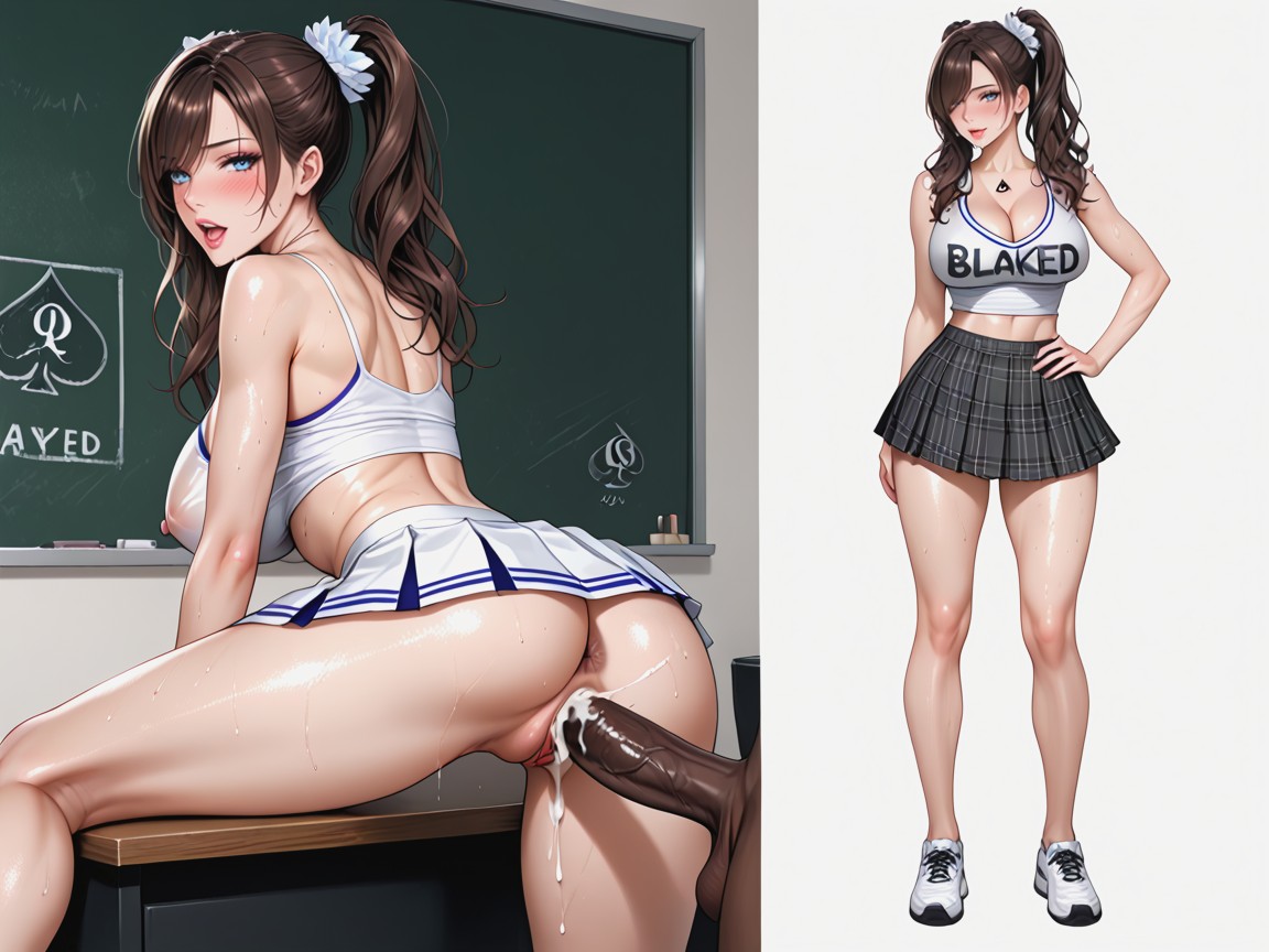 Bending Over, Micro Skirt, Twin Ponytails AI Porn