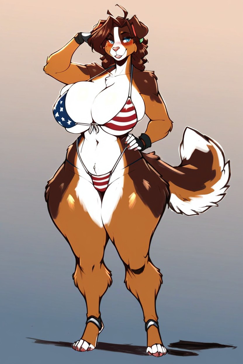 Wide Hips, Rear View, Blush Furry AI Porn