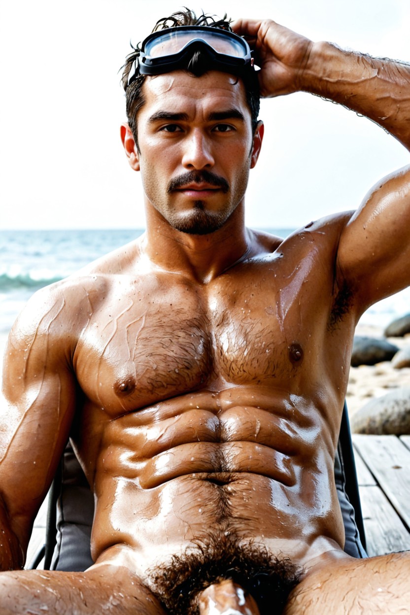 Hairy Pub, Tanned Face, Completely Naked AI同性恋黄片