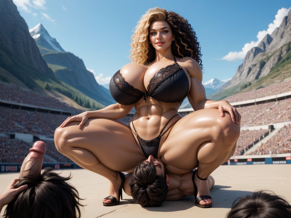 Black Bikini, Huge Cheekbones, Front View AI Porn