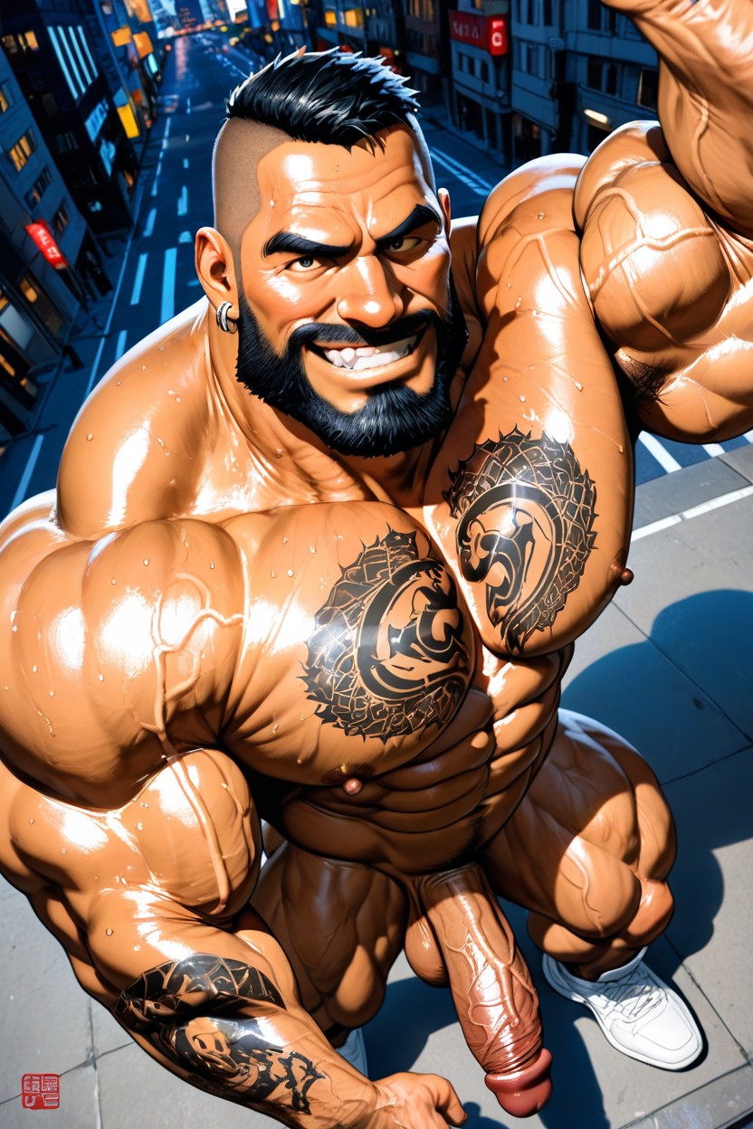 Veiny Muscles, Piercings, Muscular Legs Pornografia gay com IA