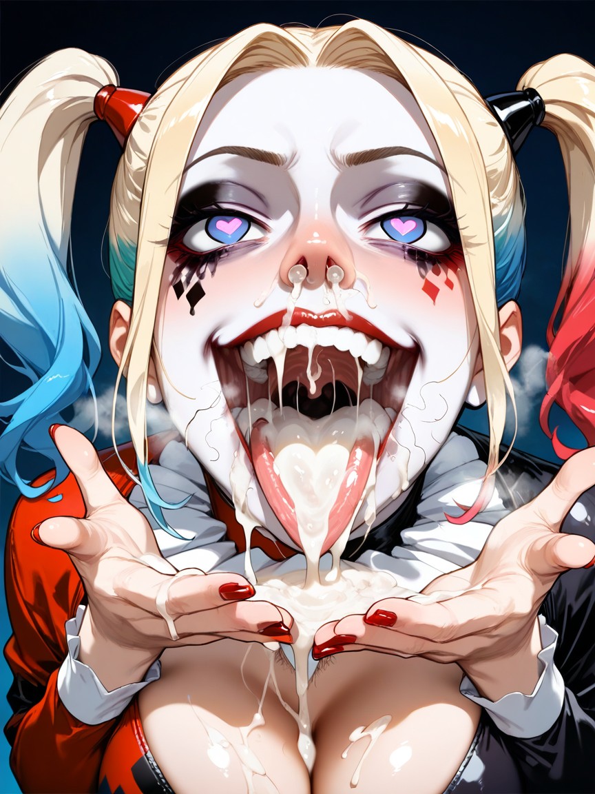 Close Up Mouth, Cum Pooling In Her Throat, Harley Quinn From Squad Porno IA Hentai