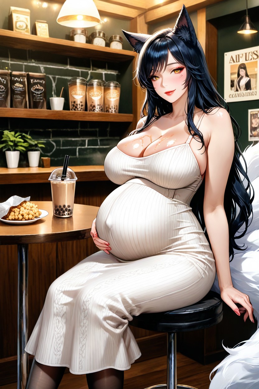 A Cups Of Bubble Tea On Her Breasts, Ultra Body, Sitting Hentai AI Porn