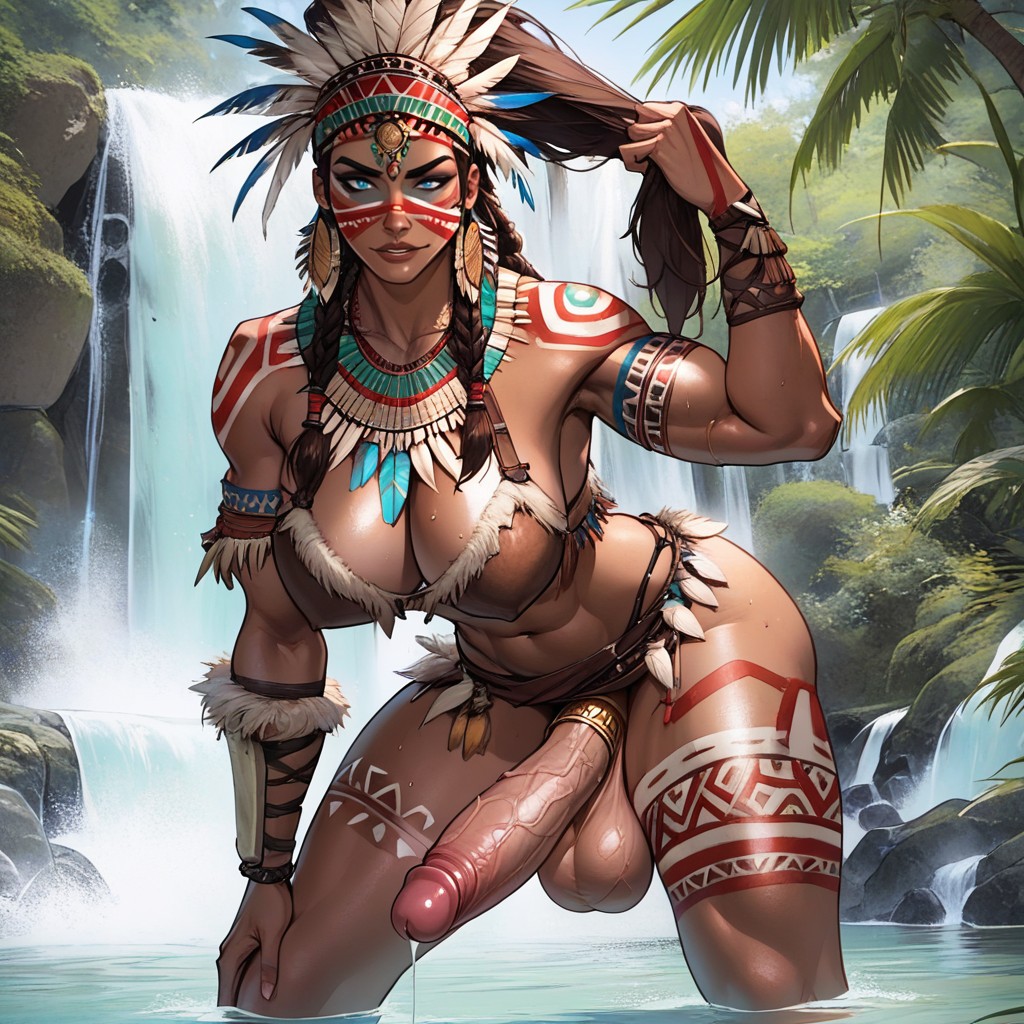 Blue Eyes, Turquoise Necklace, Futa Doggystyle Sex Shemale AI Porn