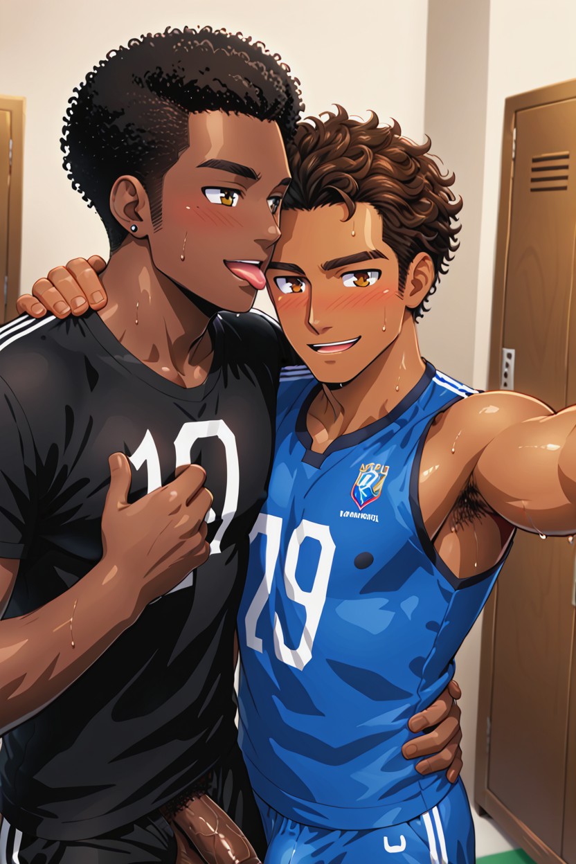 Gay Interracial Anal, Jogador De Futebol, Ectomorph Bodies Pornografia gay com IA