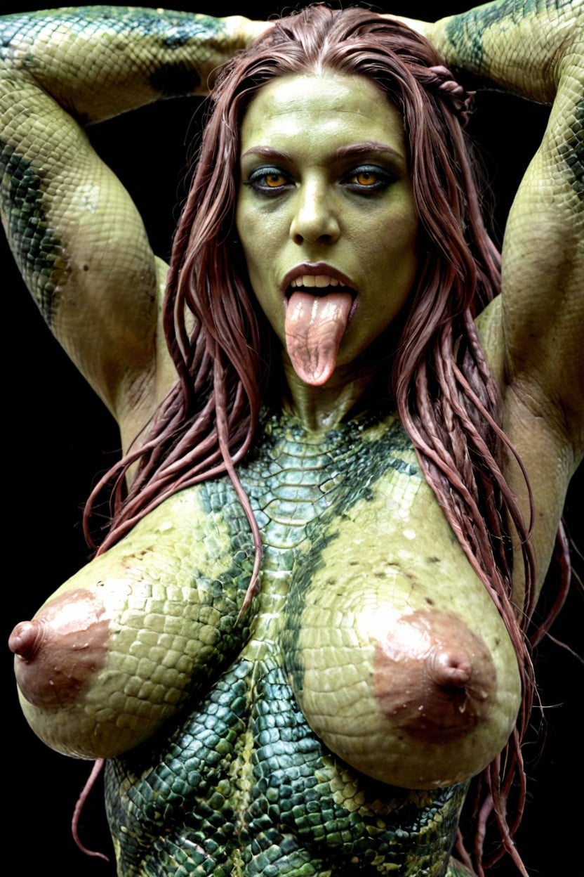 Hyper Long Nipples Hyper Detailed Nipples, Pattern Skin, Medusa AI Porn
