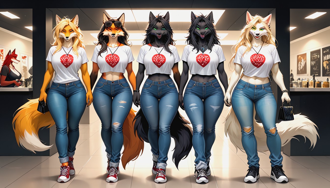Big Thighs, Female Fox, White Accents Furry AI Porn