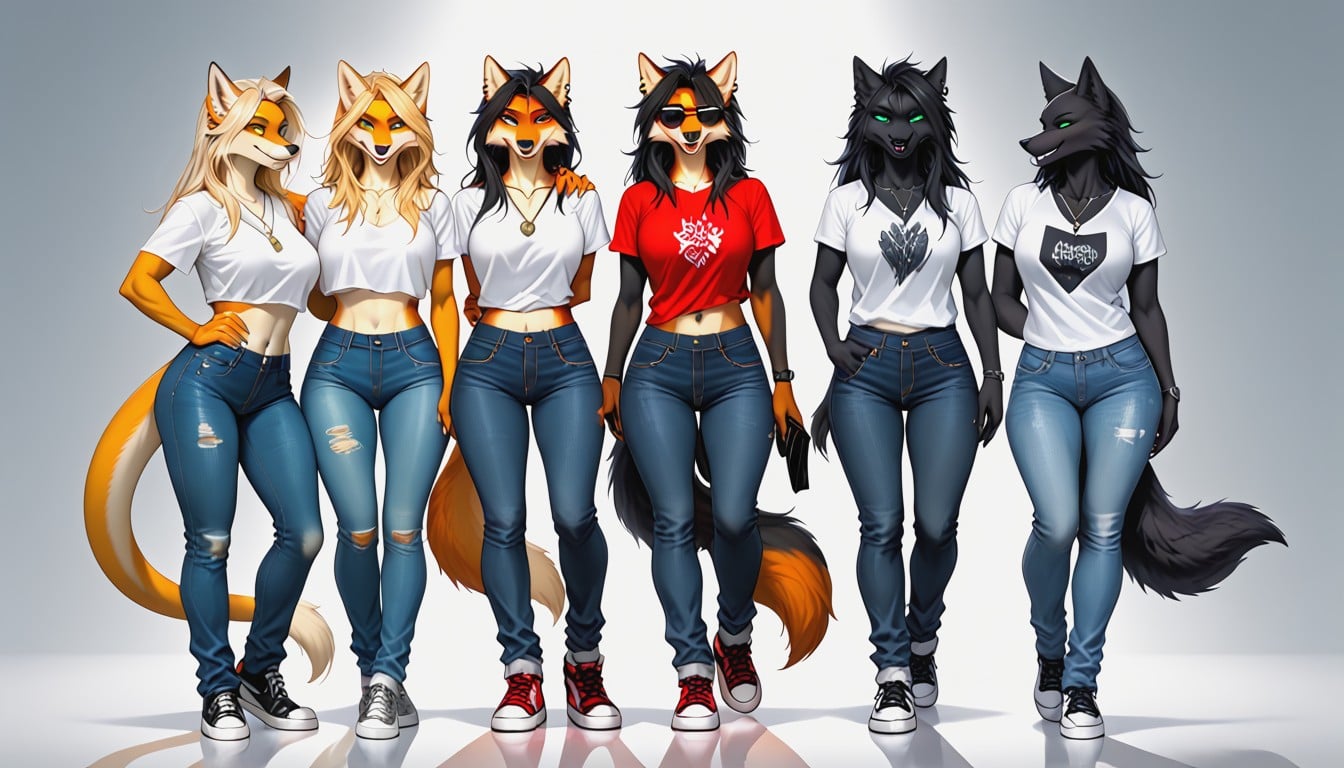 Onyx-black Hair, White Shirt, Light Gold Necklace Furry AI Porn