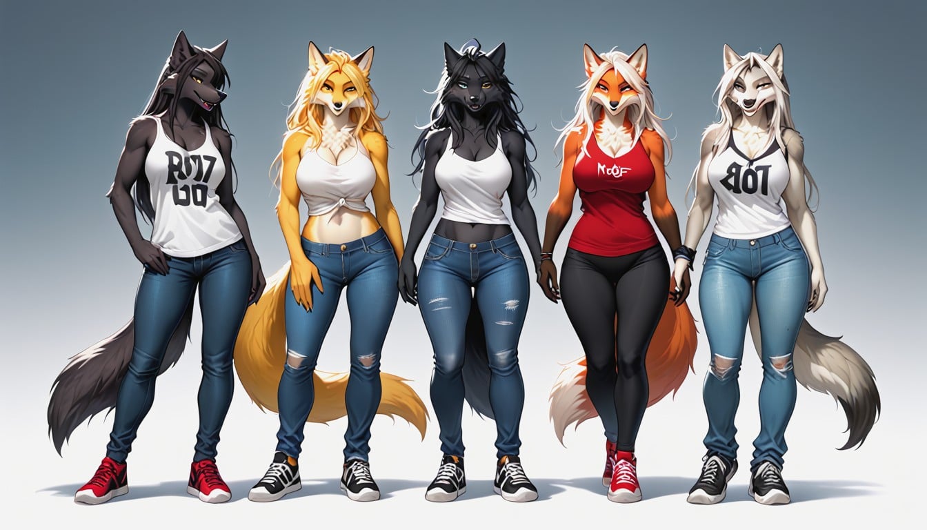 Blonde Messy Hair, Sfw Group View, Gym Pants Furry AI Porn