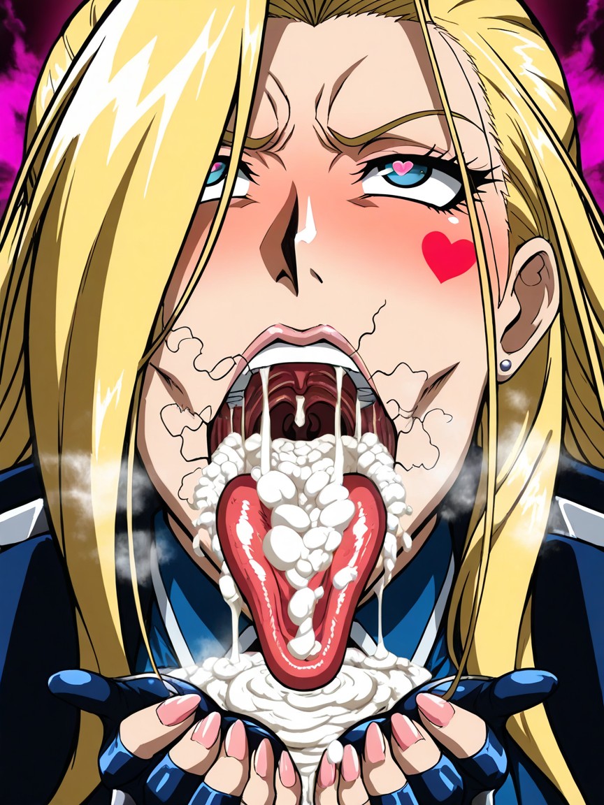 Stray Pubic Hair In Tongue, Cum On Tongue, Ahegao Hentai AI Porn