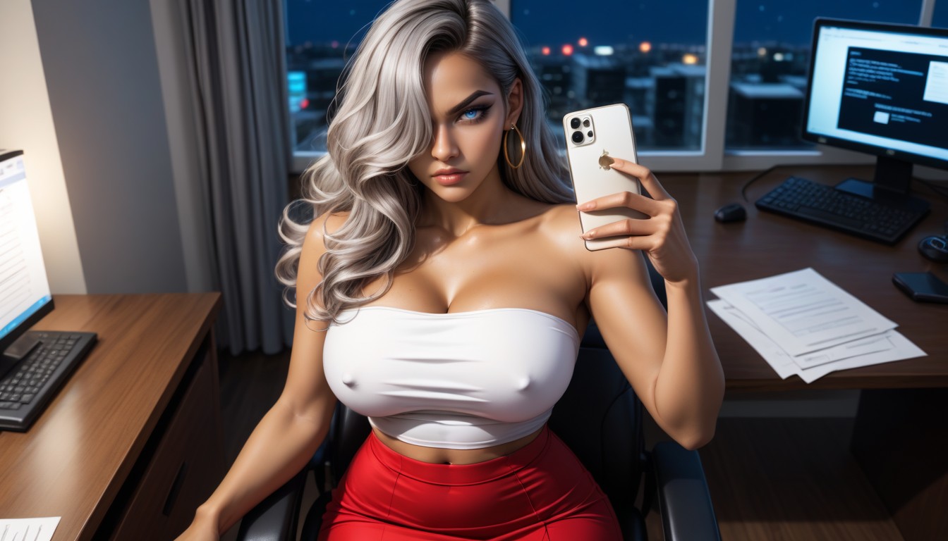 Cleavage, Erect Nipples, Blue Eyes AI Porn