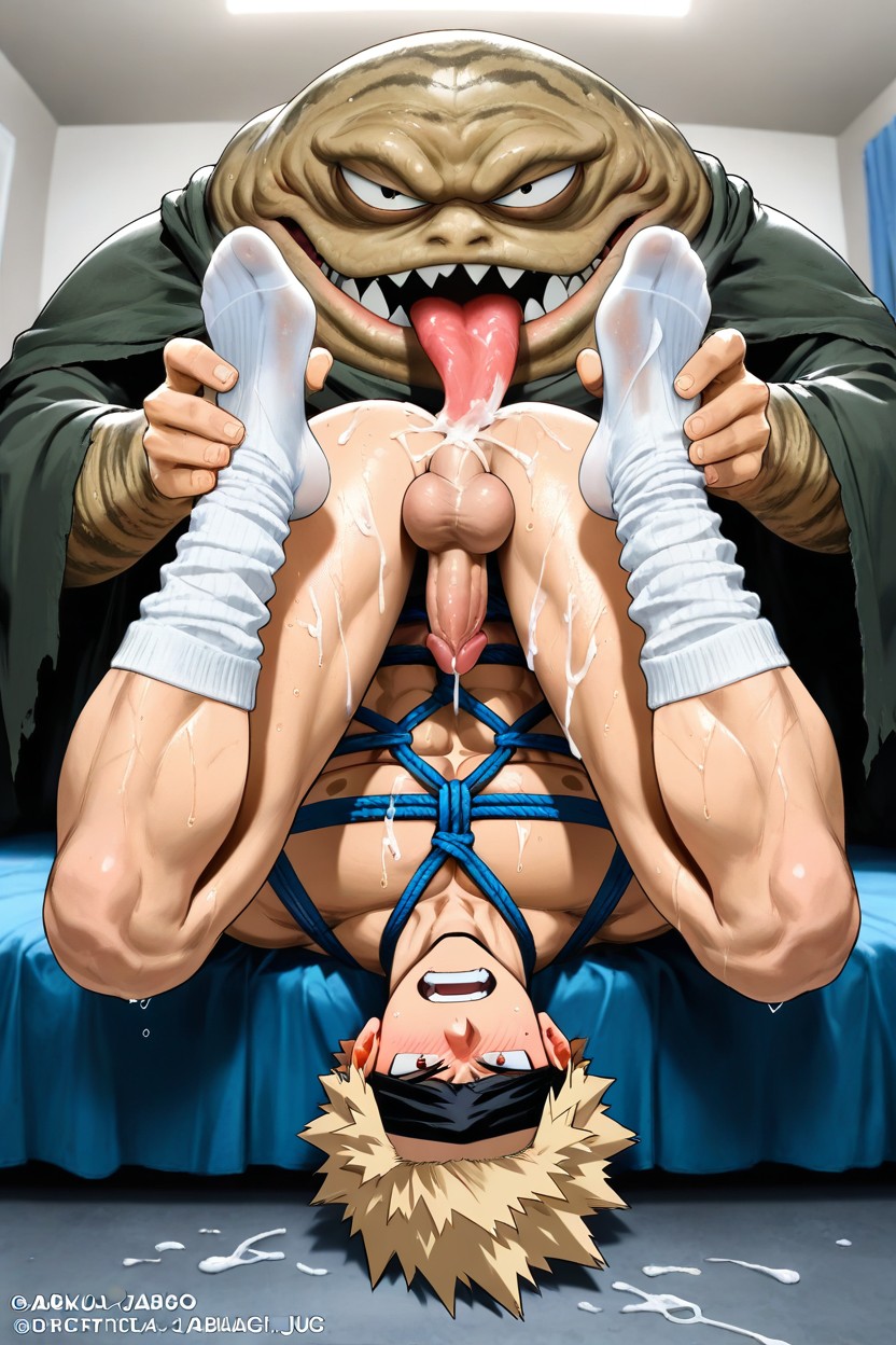 18+, Muscular And Large Pecks, Bakugo Gives Footjob AI同性戀黃片
