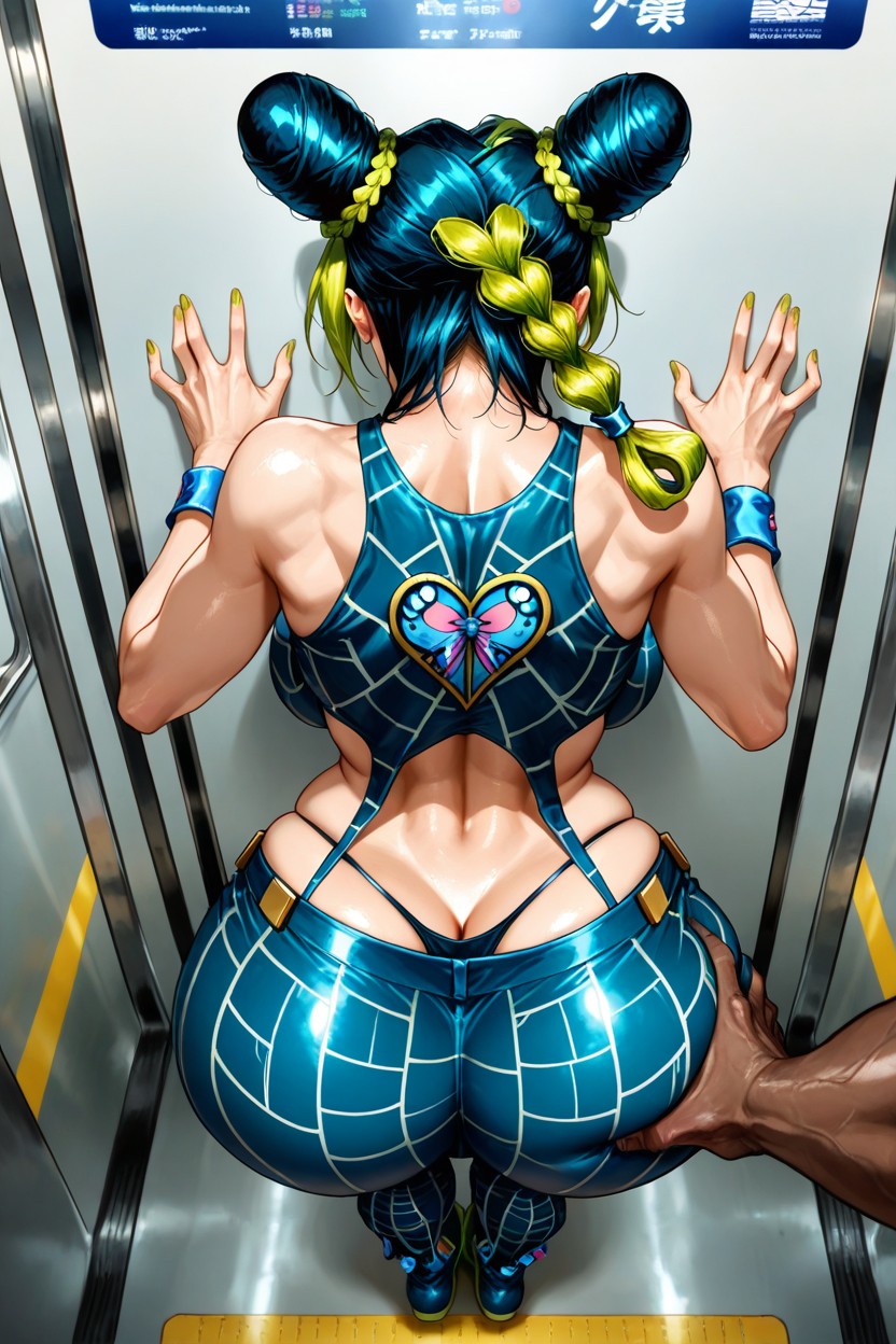 Giant African Man, Skin Tight Crop Top, Rear View Hentai AI Porn