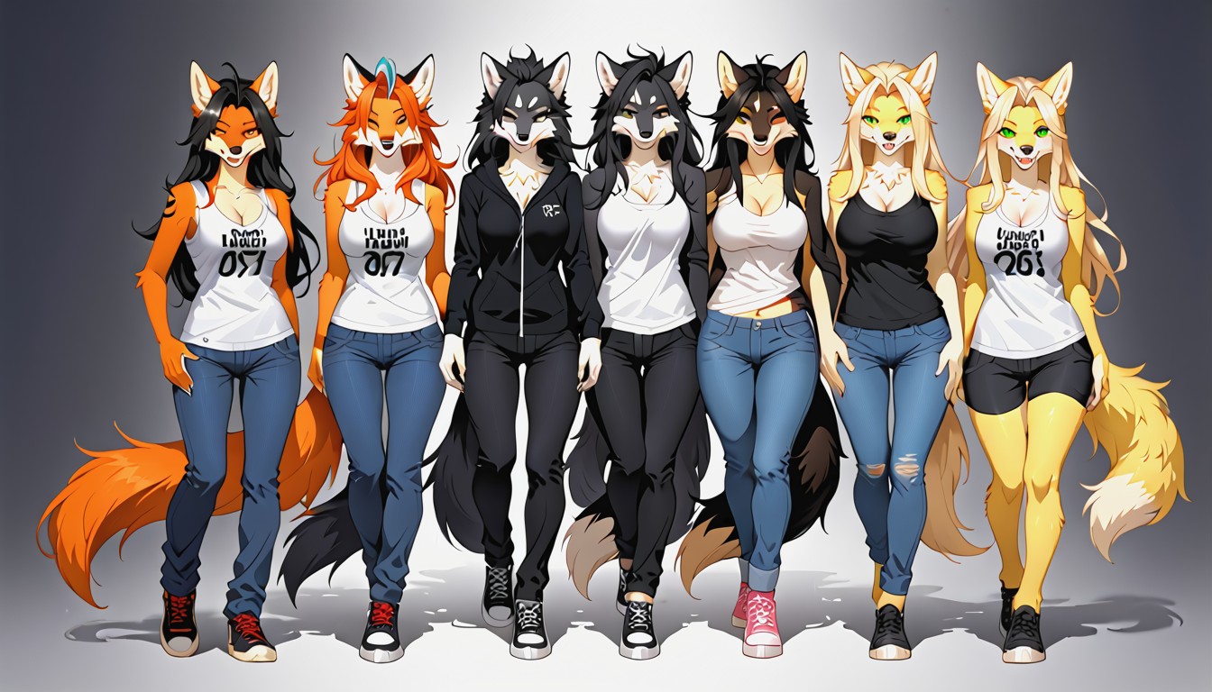 Paws, Sfw Group View, Yellow Fur Furry AI Porn