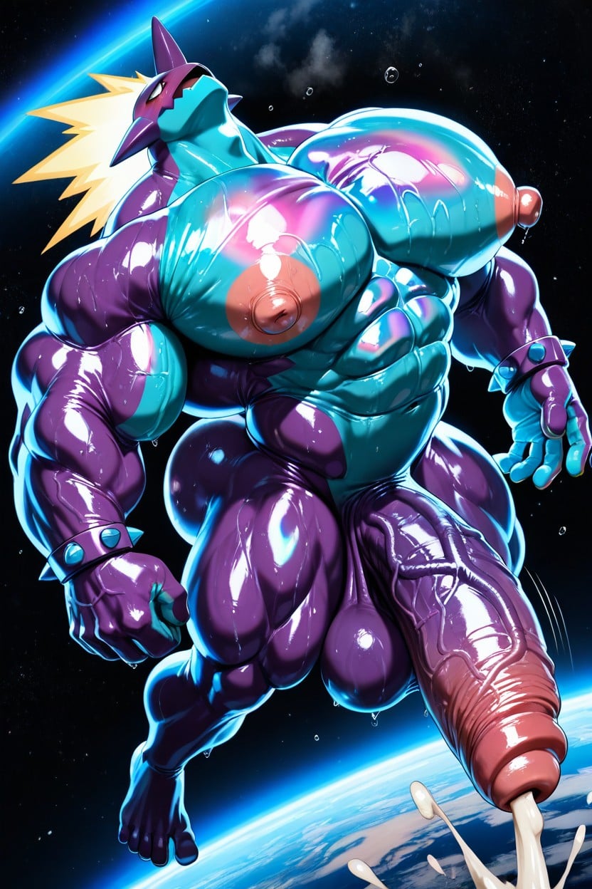 Massive Nipples, Muscular Glutes, Outer Space Pornografia gay com IA