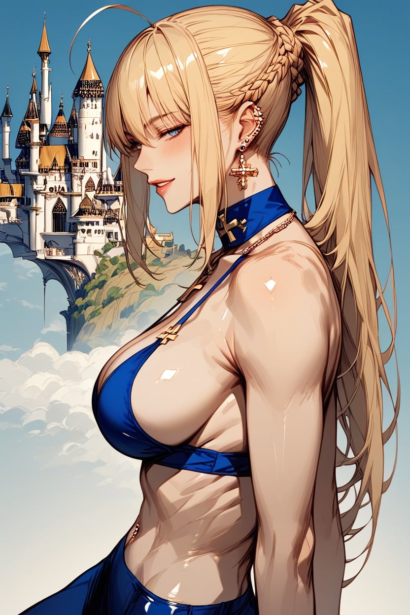 Detailed Eyes, Full Body View, Gold Arm Cuffs Hentai AI Porn