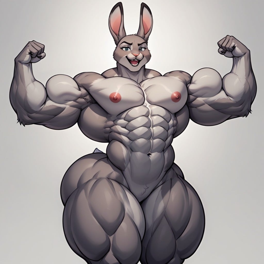 Flexing, Very Shy, Hyper Waist Furry AI Porn