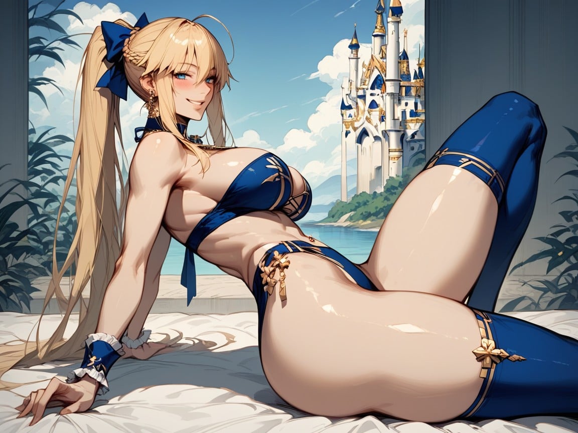 Ponytail, Artoria Pendragon From Fate Posing, Perfect Ass Hentai AI Porn