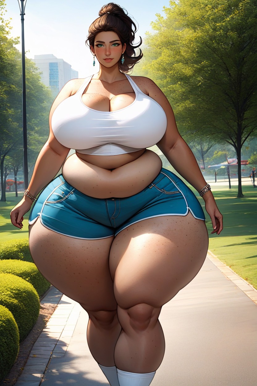Massive Fat Ass, Bangs, Breasts Stretching Out Top BBW AI Porn