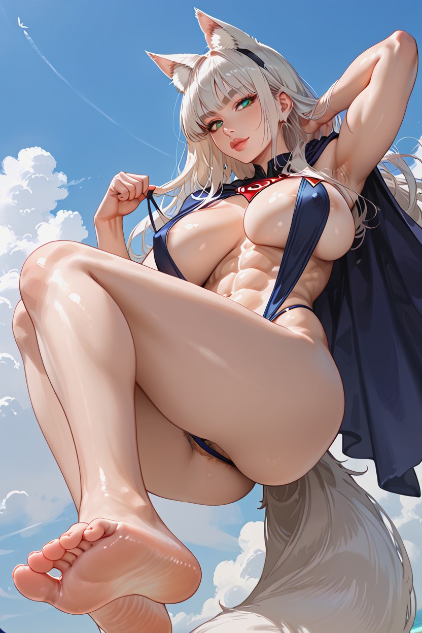 Face, Very Mutch White Pubic Hair Under Swim Suit, Huge Large Butt Hentai AI Porn