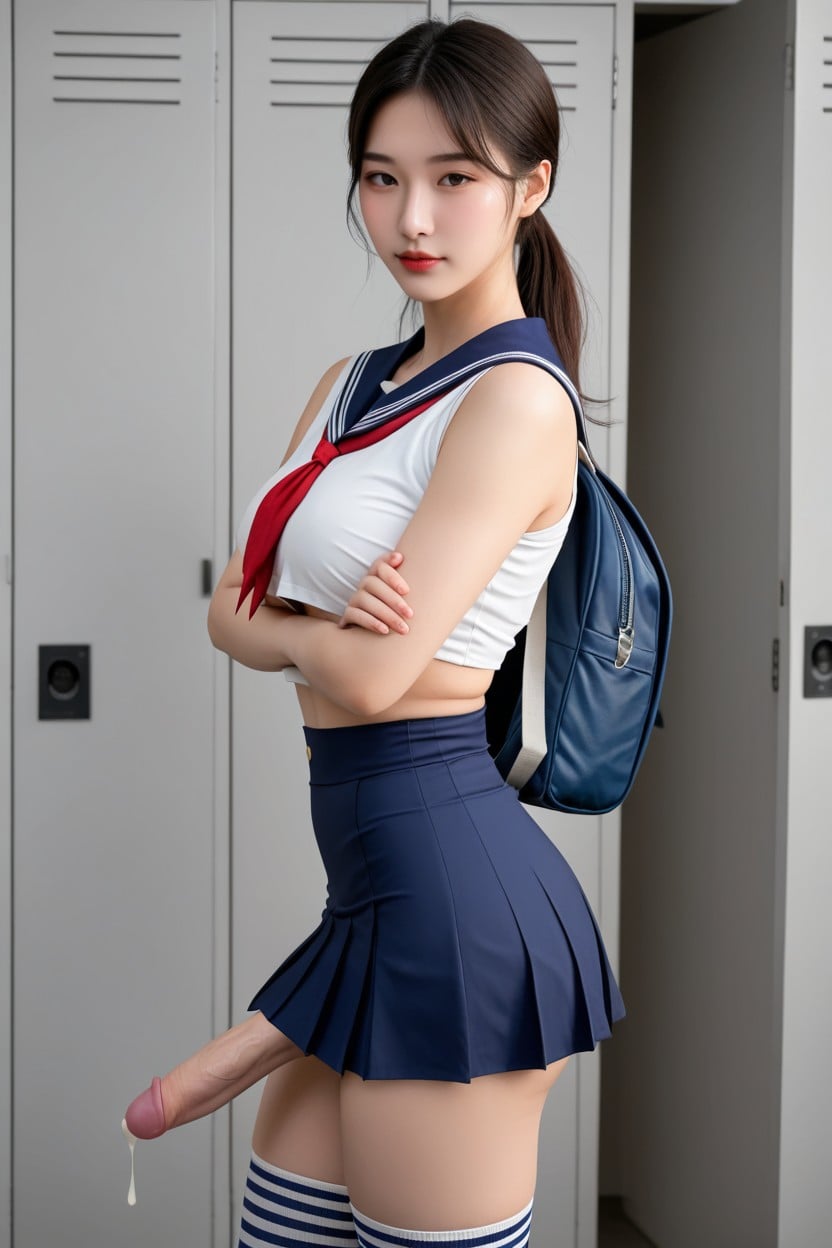 Cum_on_body, Stunning Korean Goddess Face, Highly Detailed Porno asiático IA
